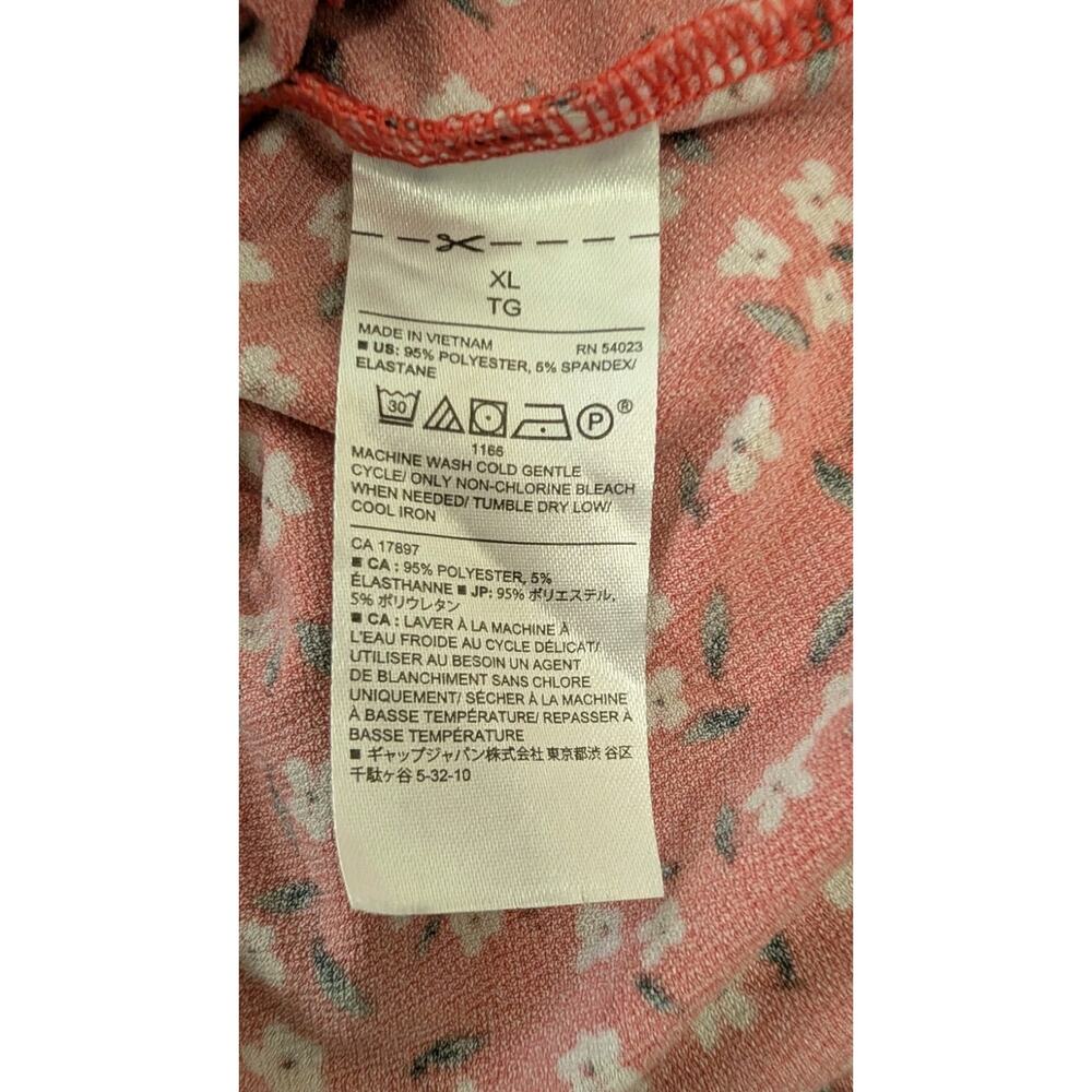 Banana Republic XL Red Ditsy Floral Midi Dress Stretch Knit Ruffle Elastic Waist - Picture 7 of 7